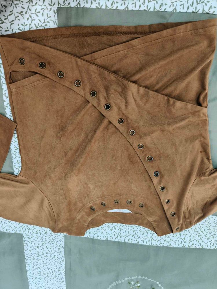 Brown Top with Eyelet Detail