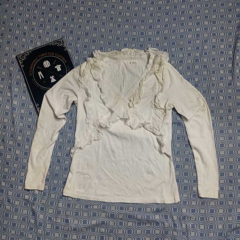 White Ruffle Top