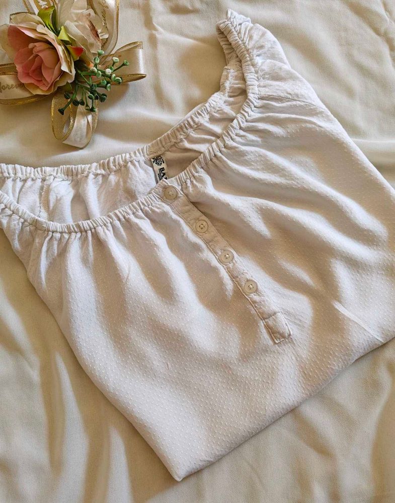 White Rayon Off-shoulder Top