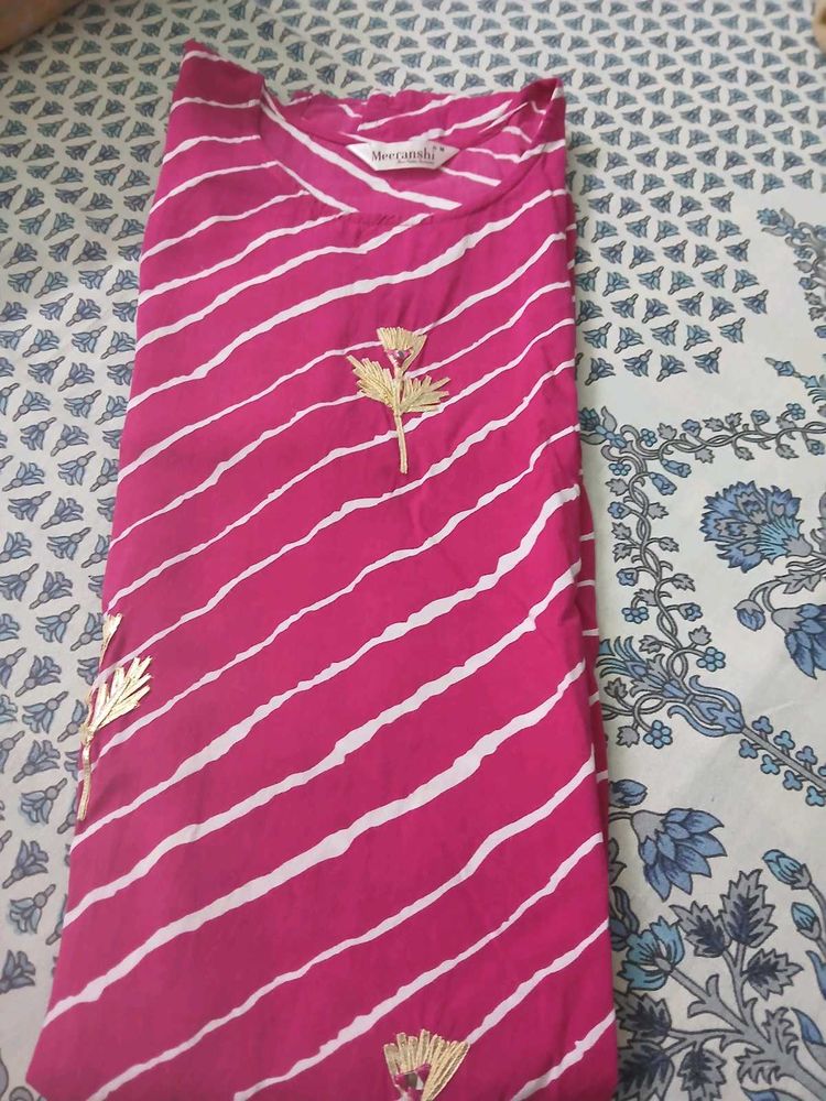 Pink Leheriya Gota Patti Kurta