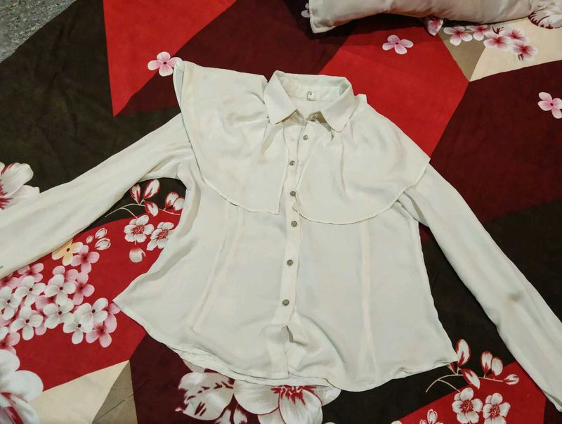 Vintage White Blouse with Cape Collar