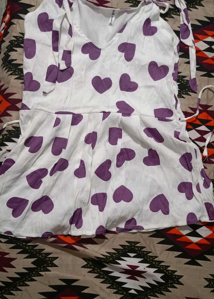 Heart Print Tie Top