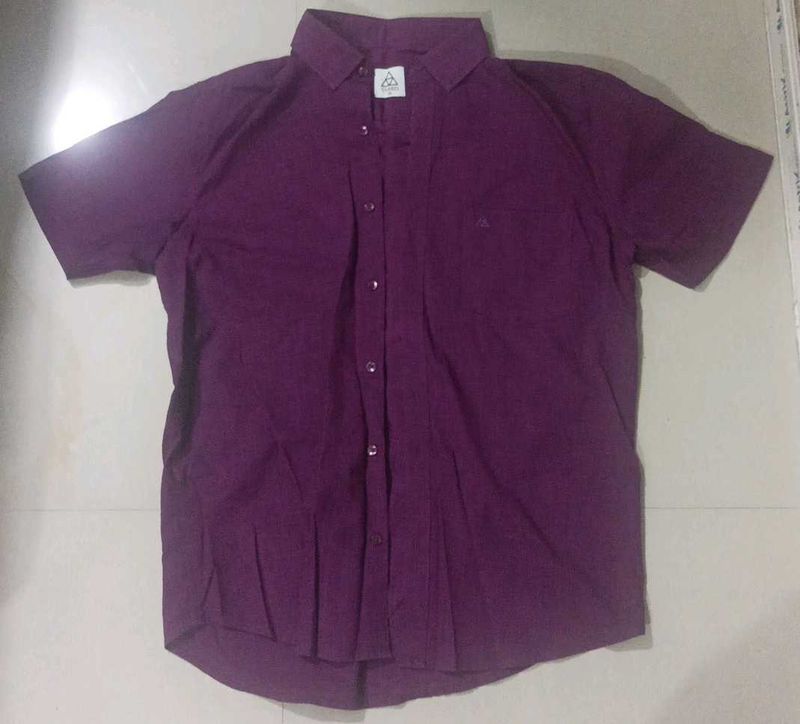 Purple Short Sleeve Button-Down Shirt