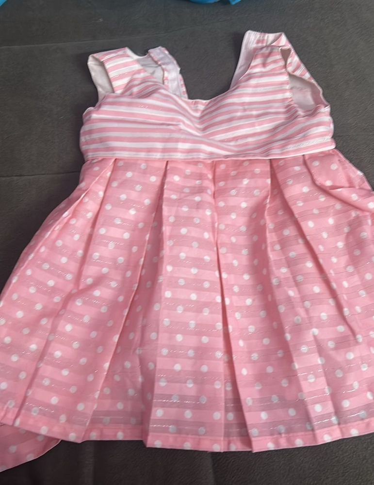 Pink Polka Dot Striped Dress