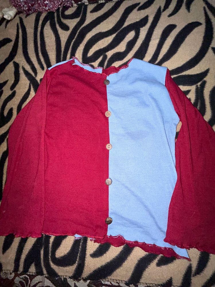 Two Coloured Knitted Style Top