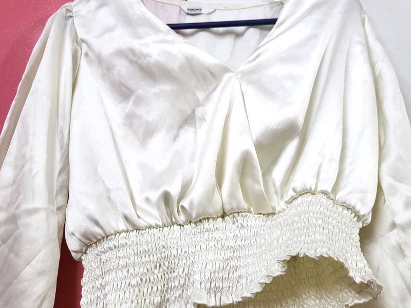 White Satin Top For Cocktail Night Or Dinner