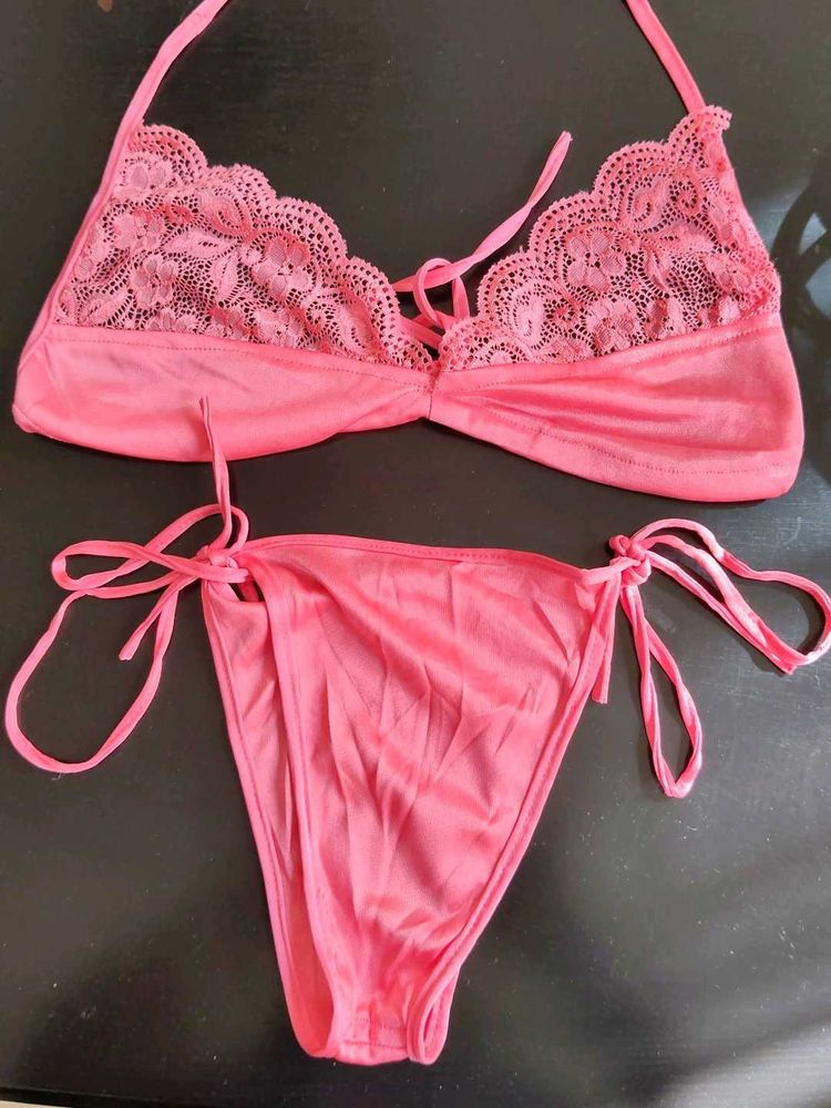 Pink Lace Bikini Set