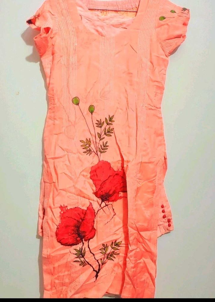 Light Orange Plazo Suit &amp; Dupatta For 34 Bust