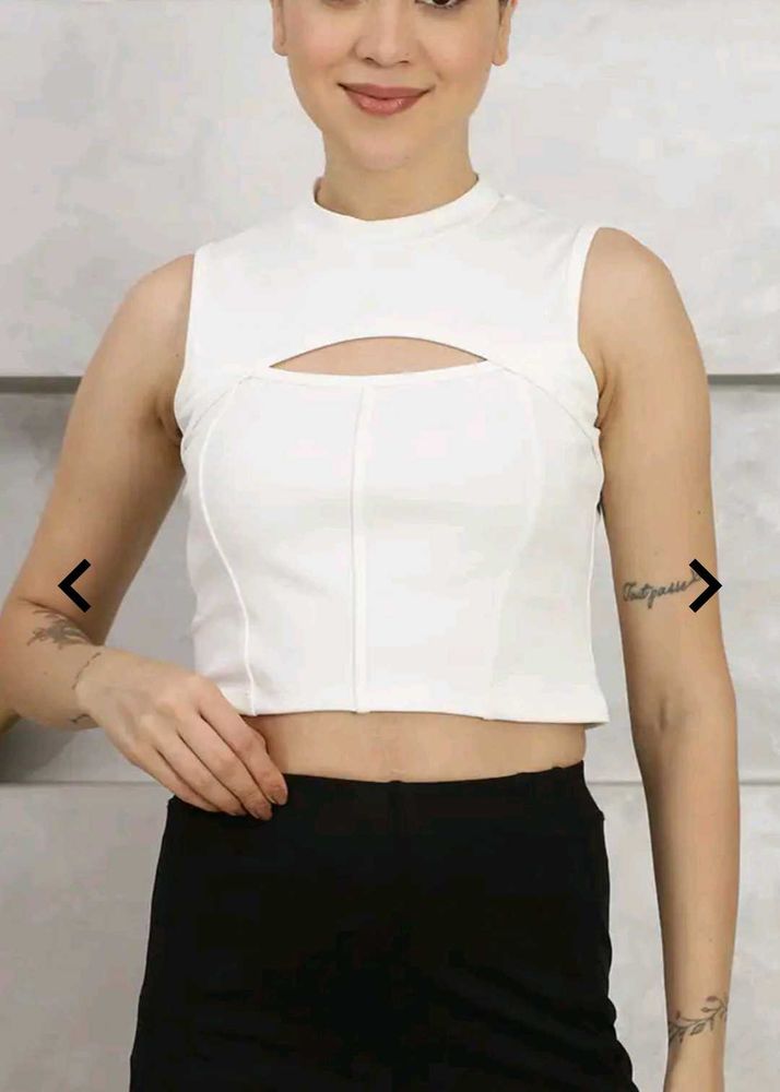 White 🤍 Luxury Cutout Crop Top