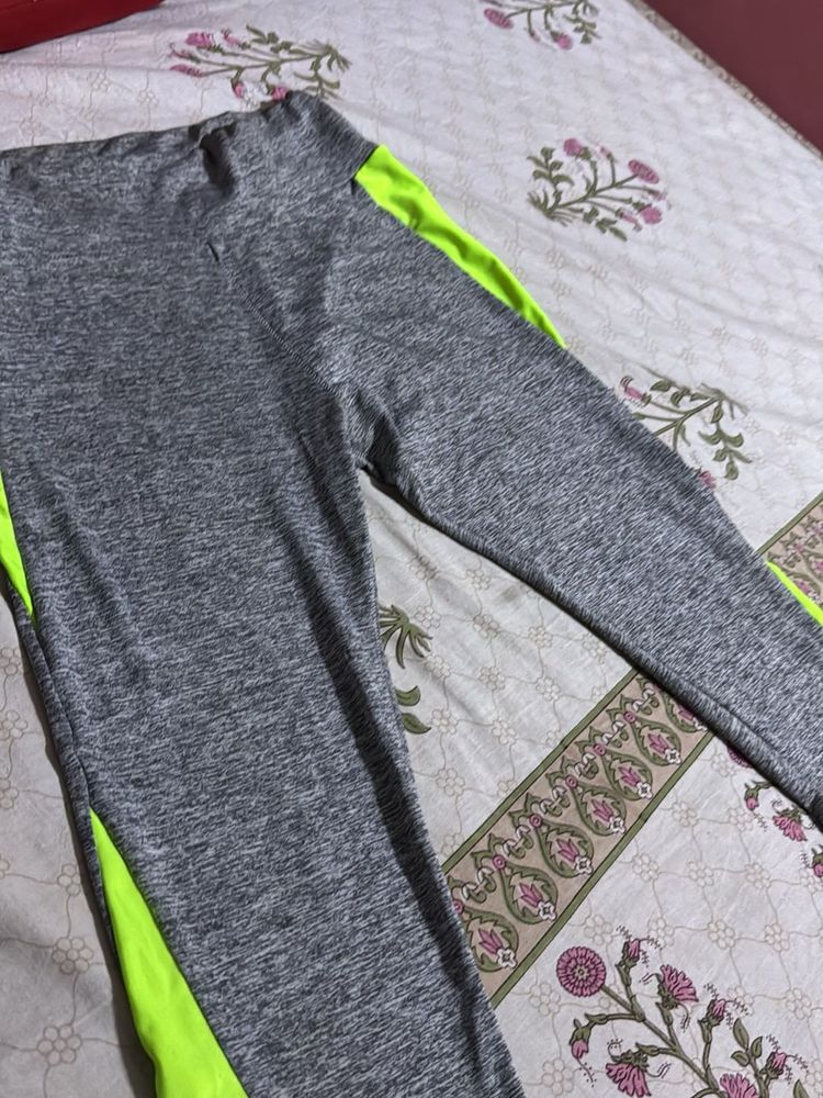 Gray Active Wear Capri For Running