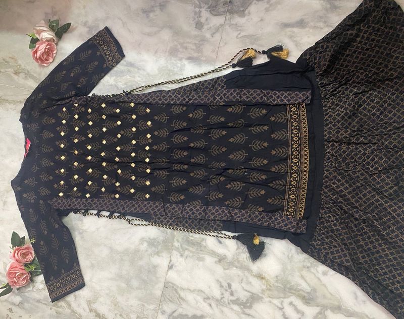 Black Printed Kurta