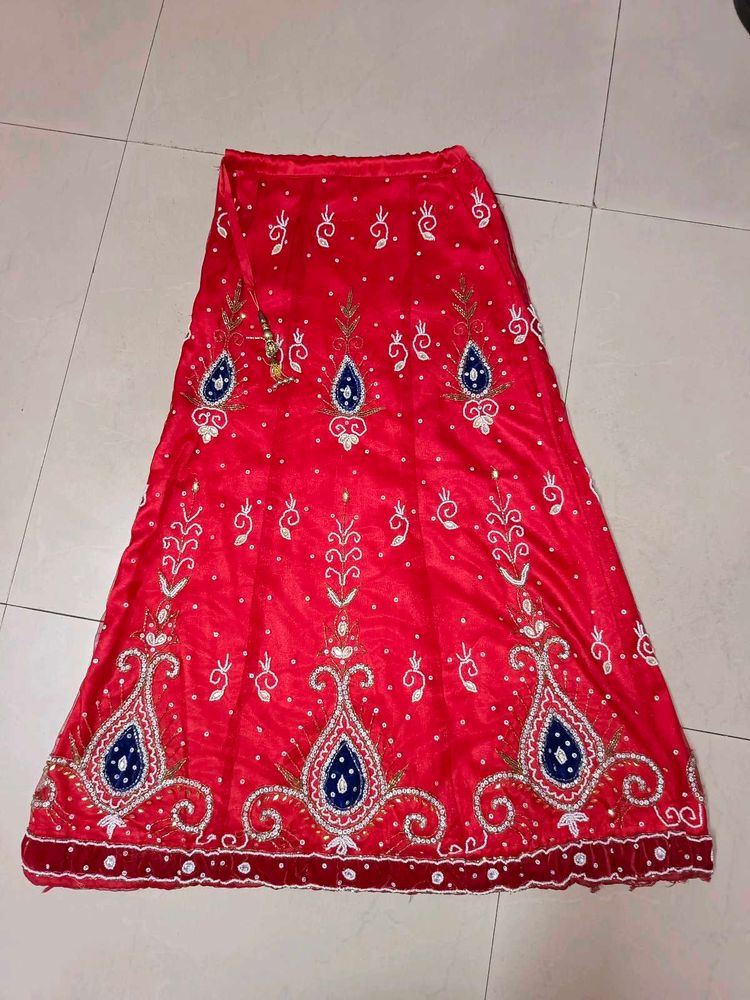 Red Embroidered Lehenga Skirt