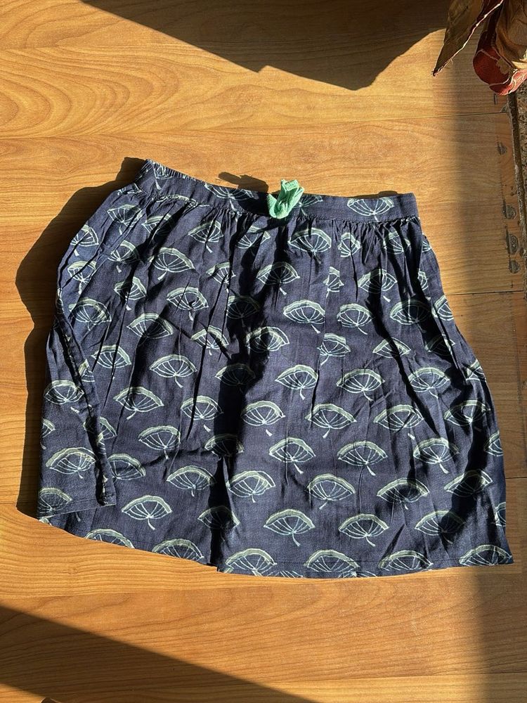 Navy Blue Printed Skirt for Girls