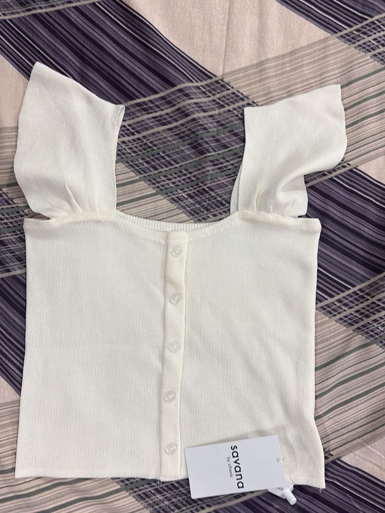 Cute White Ruffle Top - With Tag, Never Wore