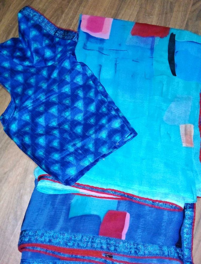 Saree With Stiched Blouse