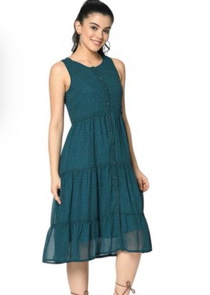 Green Tiered Midi Dress