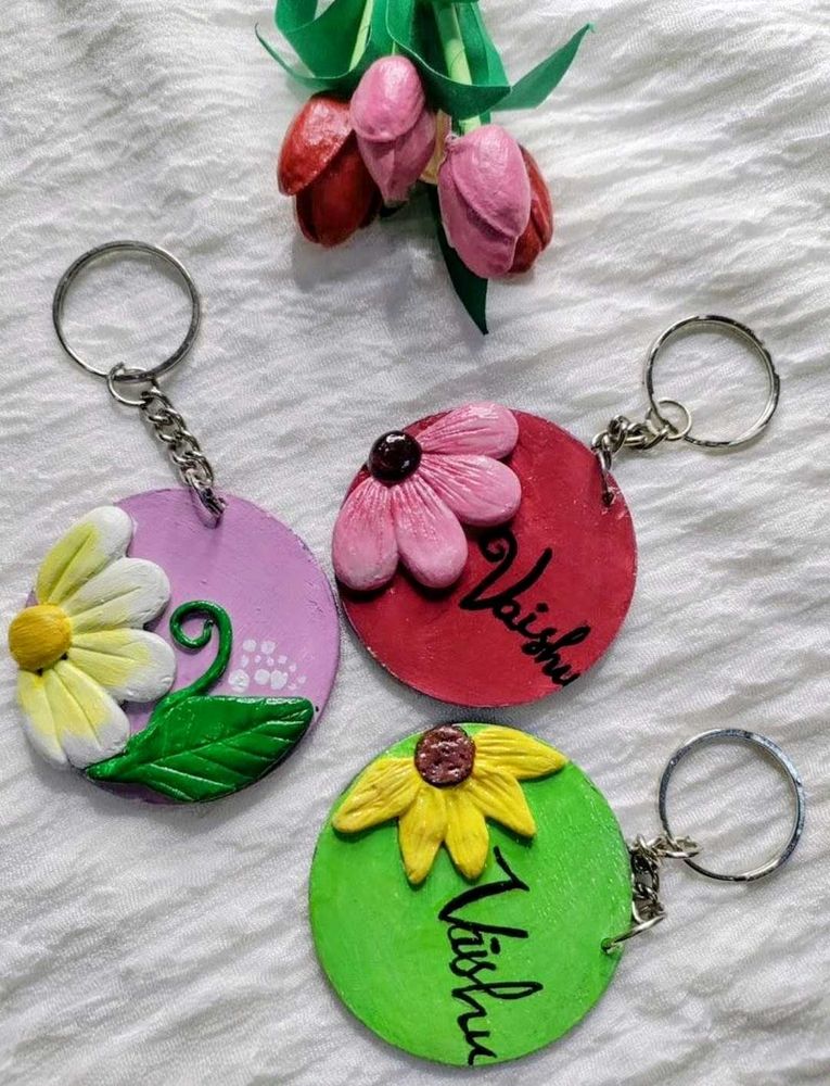 Handmade Personalized Floral Keychain