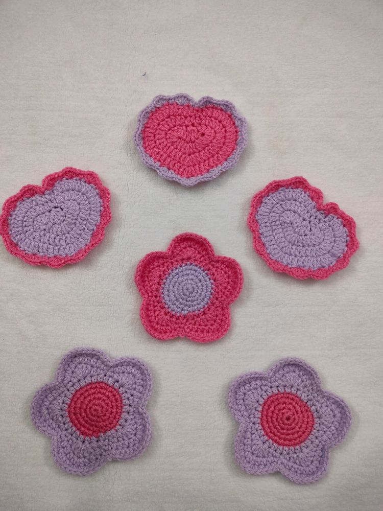 Crochet Handmade Flower And Heart Coasters