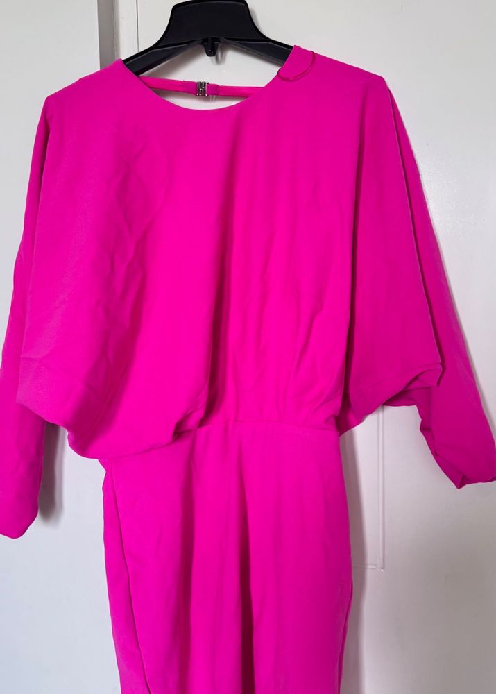 Pink Batwing Sleeve Party Dress