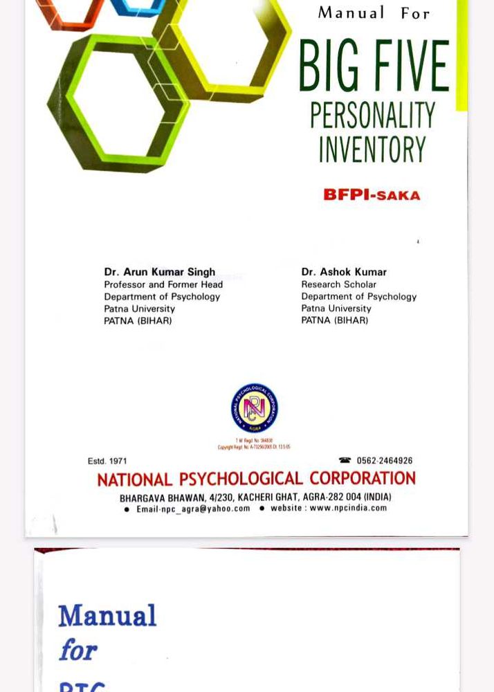 Big Five PERSONALITY Inventory Questionner Psycho
