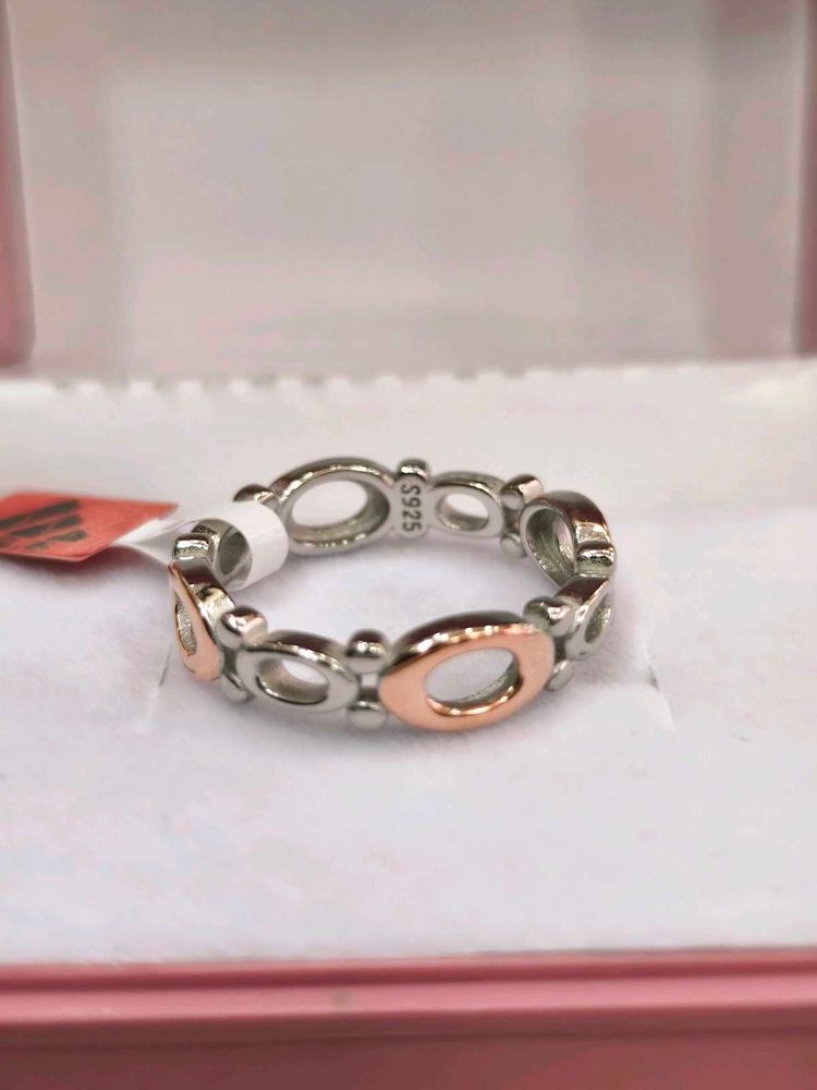 Pandora Sterling Silver &amp; Rose Gold Ring