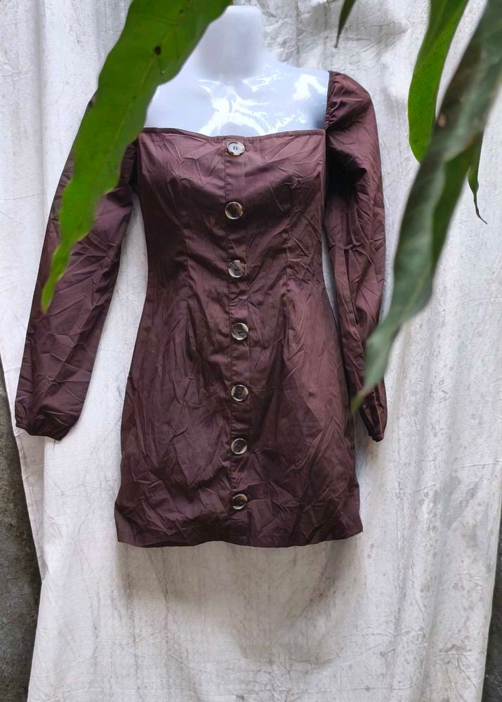 38318. Brown Button-Down Dress