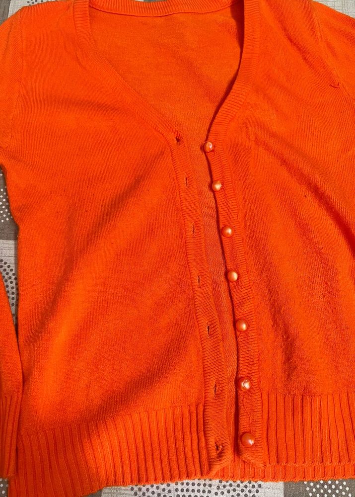 Orange Cardigan Sweater
