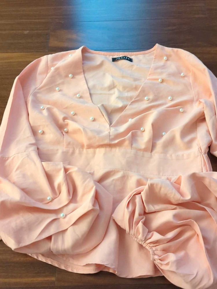 Peach Pearl Embellished Top