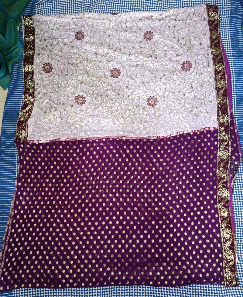 Double Color Saree Heavy Work With Sequence