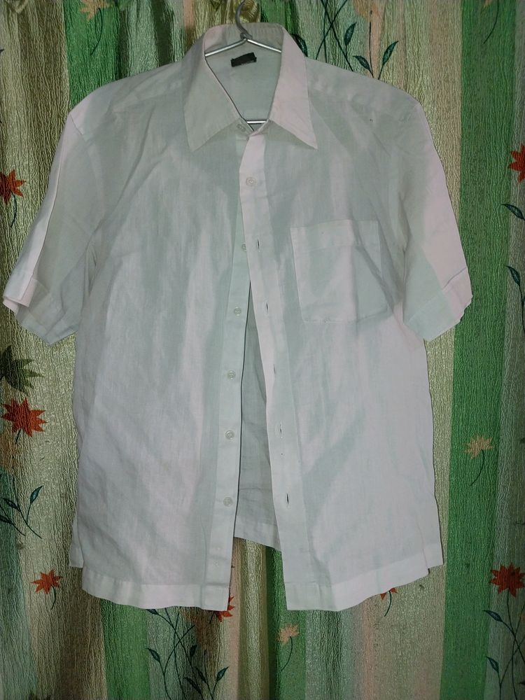 White Colour Simple Men Shirt