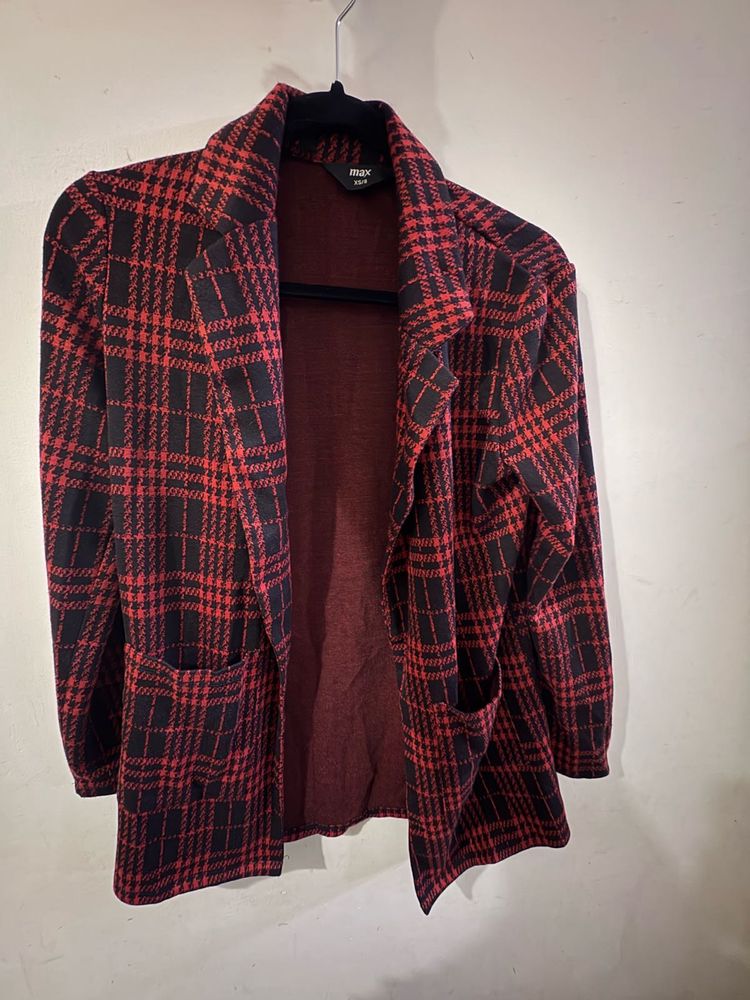 Red Plaid Blazer