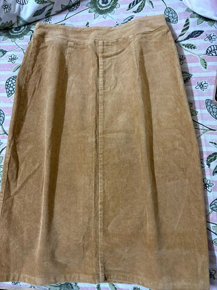Corduroy A-Line Midi Skirt