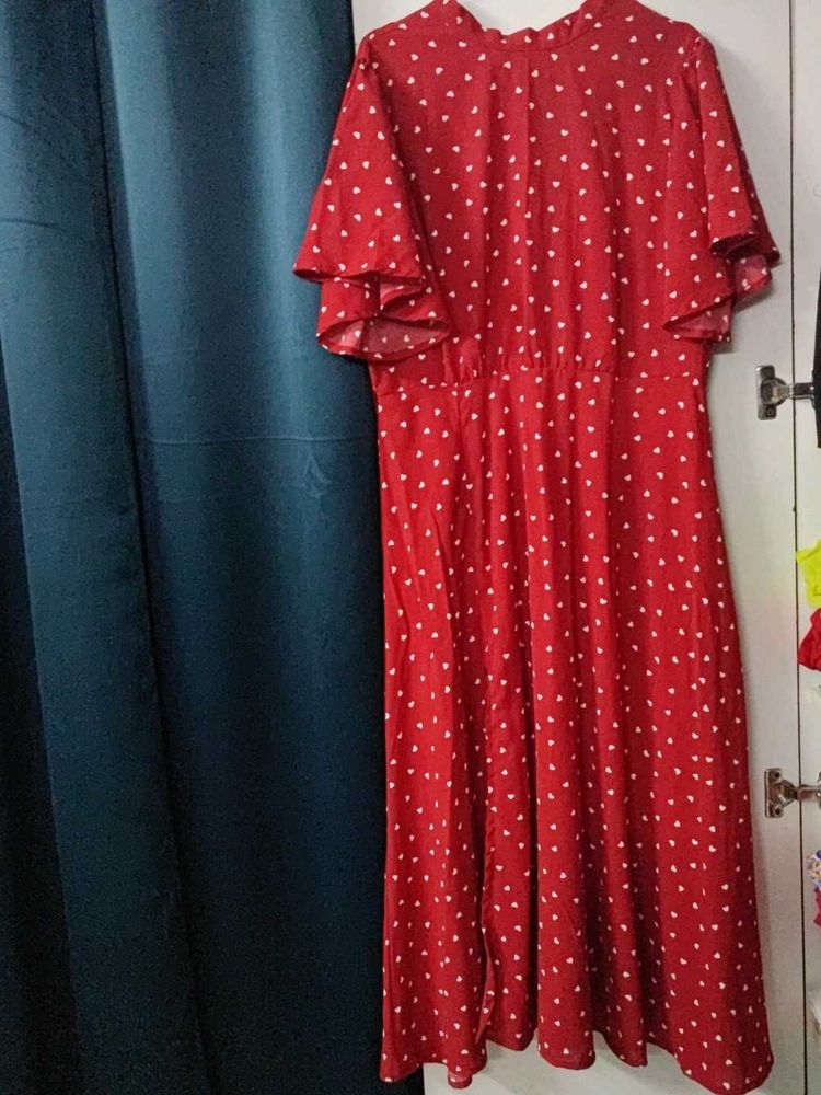 Red heart Midi Dress