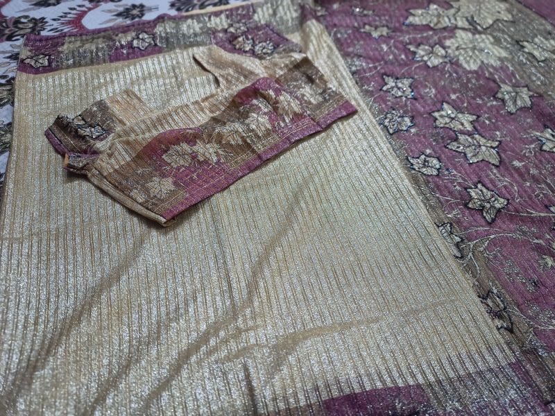 golden shimmer party wear saree