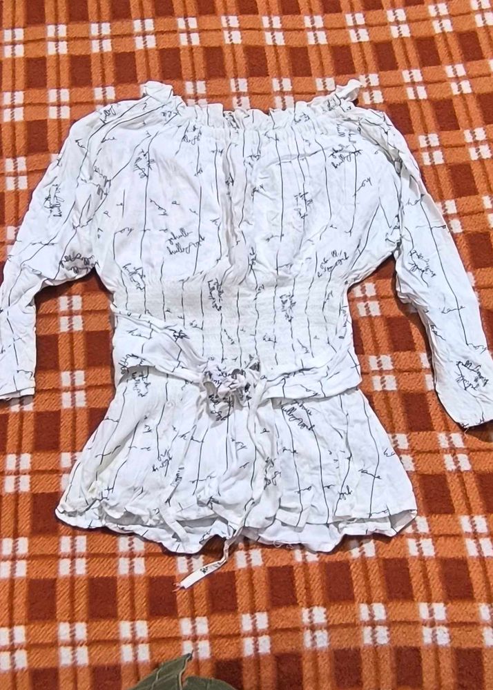 Stylish White Printed Top