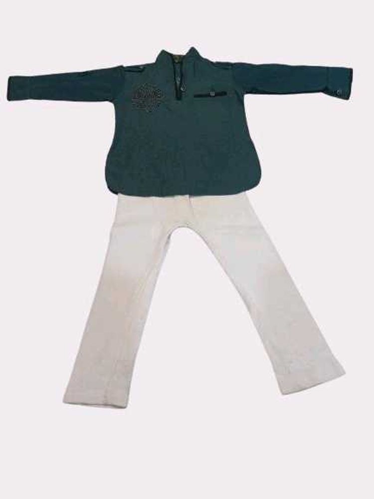Green Kurti With White Leggings