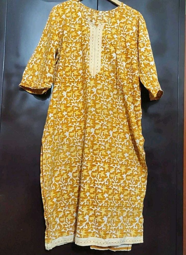 Musturd Printed Kurti For Girl Or Women 42 Bust