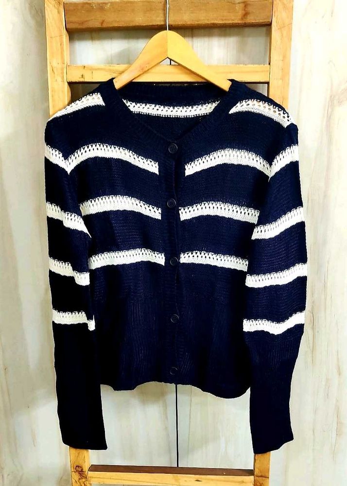 Striped Knit Cardigan size-38