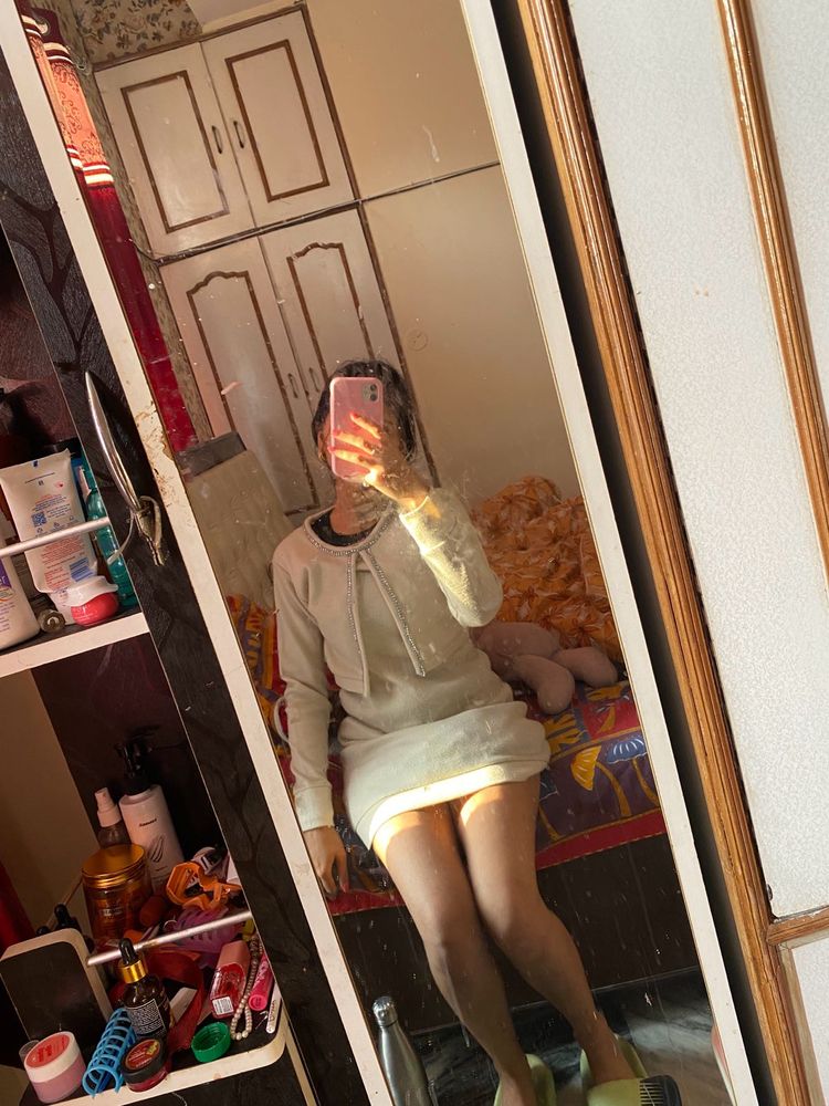 White Dress With Attached Shrug