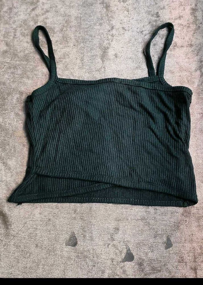 Fyk Dark Green Ribbed Tank Top