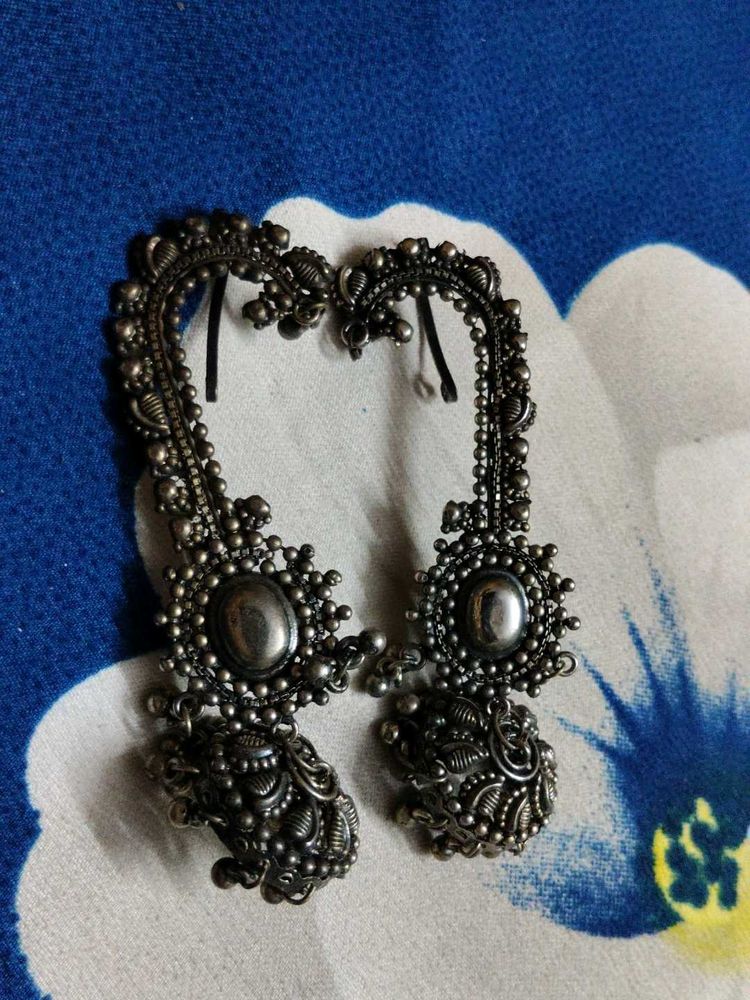 Navratri Special Oxidized Silver Earrings