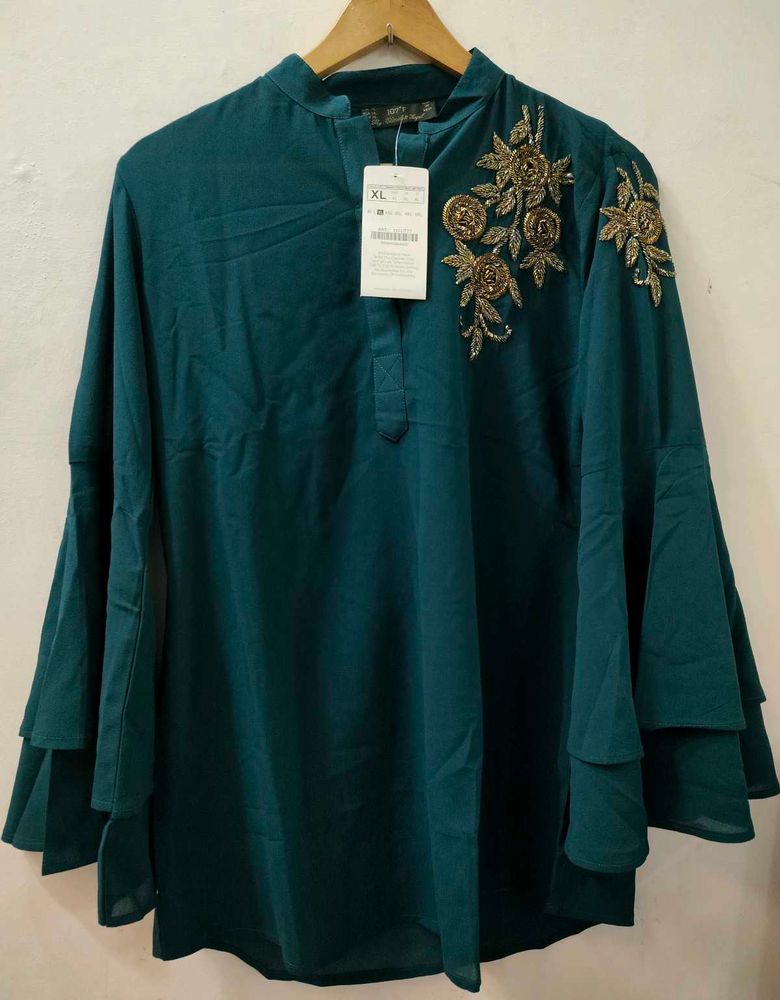 Emerald Green Embellished Tunic/Top