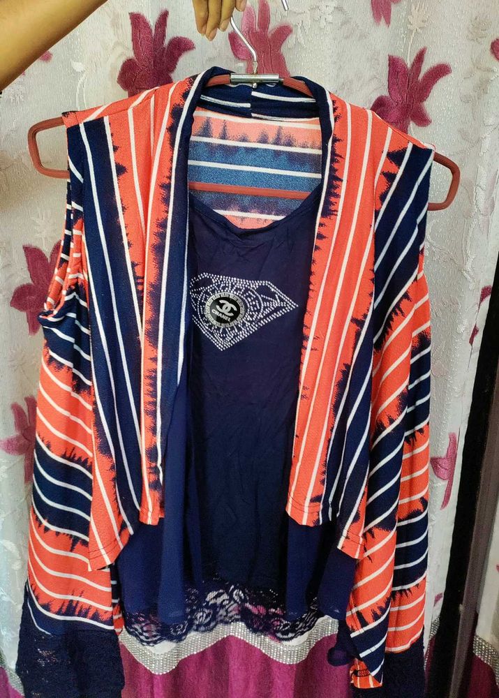 Trendy Stylish Top &amp; Shrug attached set
