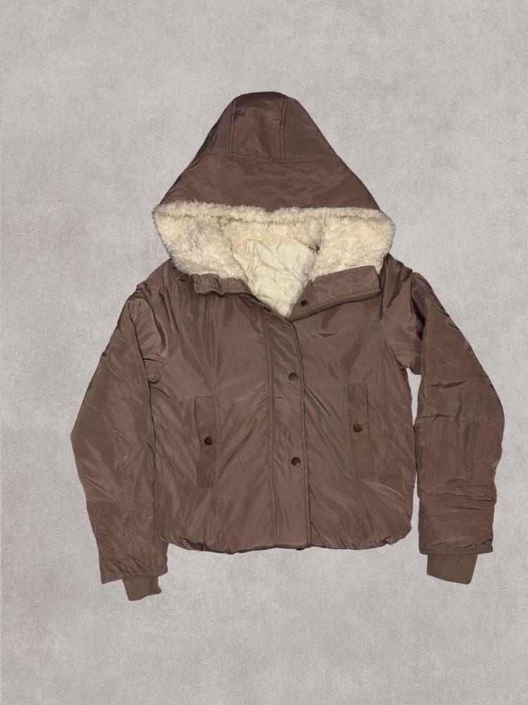 Fuzzy Trim Hooded Jacket