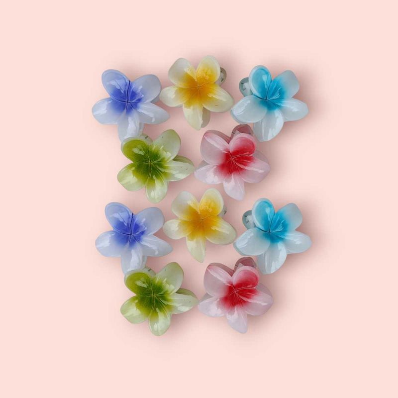 10 pcs Medium Size Colorful Flower Hair Claw Clips