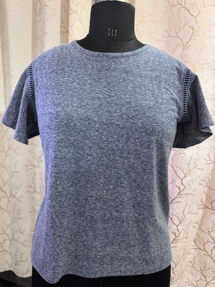 Gray Flutter Sleeve Top