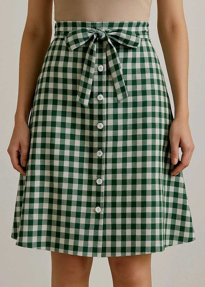 Green Gingham Mini Skirt