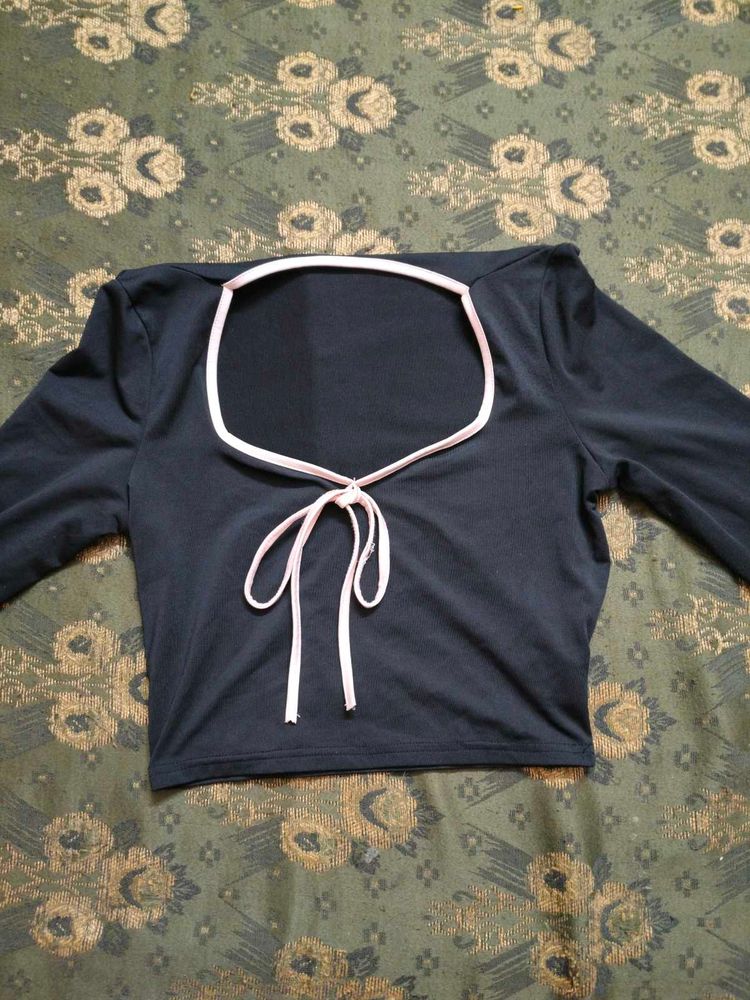 Cute Black Tie Top