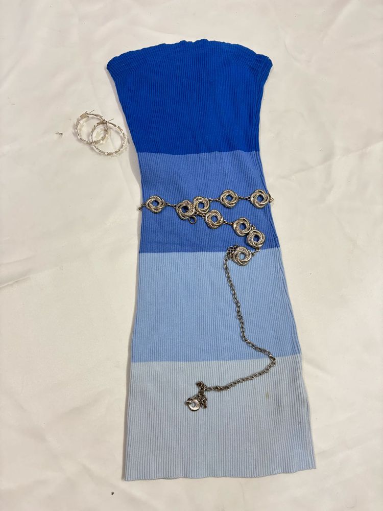 Dress with waist chain and earring