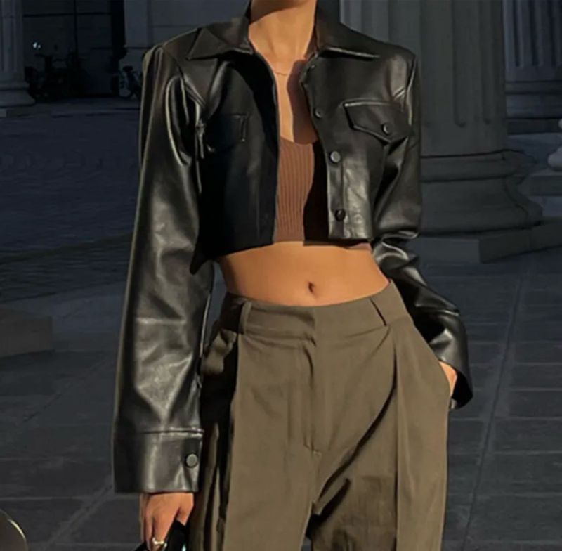 black leather jacket